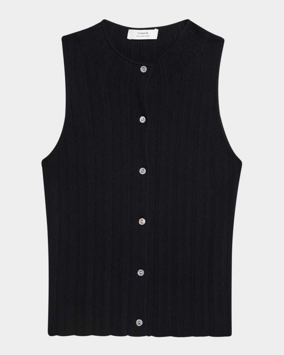 Button-Front Shell Sweater